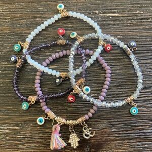 4 Evil Eye Charm Bracelet Set